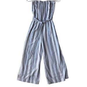 Splendid Sea Stripe Jumpsuit Cnvt Side Tie Pockets Wide Leg Blue, Small, Wore 1X